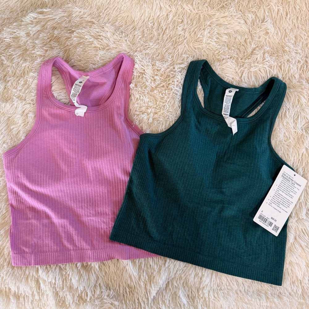 Lululemon Athletica Ebb to Street Cropped Racerback Tanks Bundle
